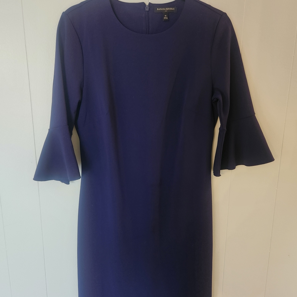 Banana Republic Deep Blue Flutter Sleeve Dress